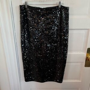 Michael Kors Black Sequin Pencil Skirt